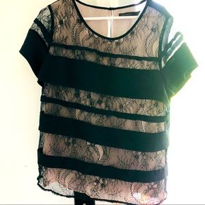 Black stripe and lace Top from The Limited